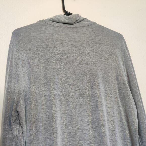 J. McLaughlin Nora Metallic Sparkly Turtleneck Top Large Silver Gold Lightweight - Picture 8 of 12